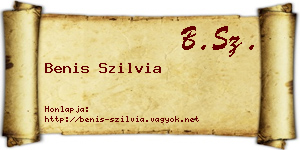 Benis Szilvia névjegykártya