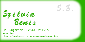 szilvia benis business card